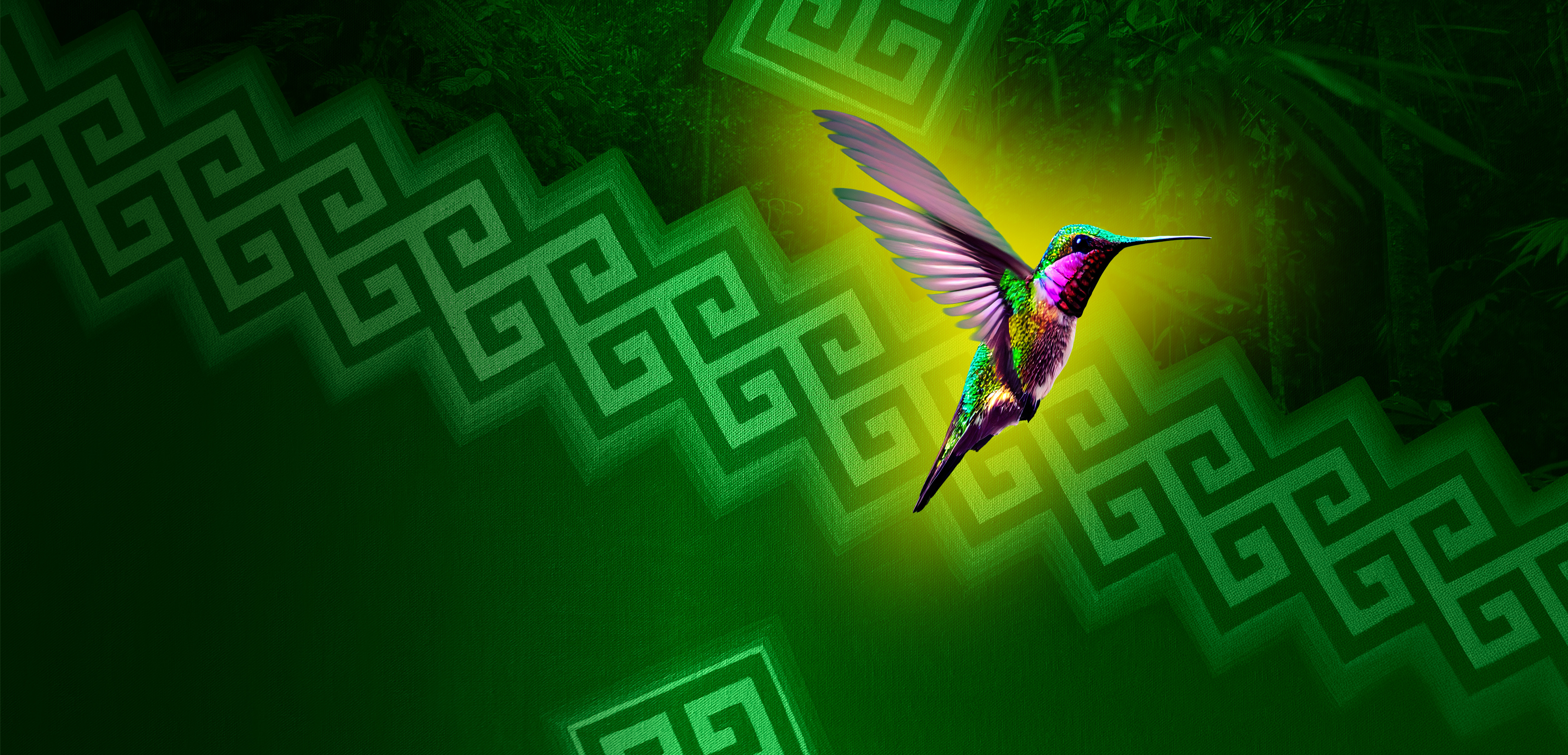 Kene pattern artwork in green